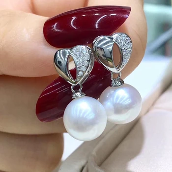 

New Arrival S925 Silver Pearl Earrings Findings Stud Earrings Settings Mountings Parts Mounts for Wedding Gift Bridal Women