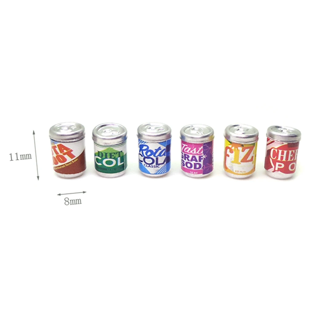 Handmade Miniature Foods Groceries Model Soft Drink Juice Beer Bottles For 1/12 Dolls House Dining Room Accessories 6 Pieces