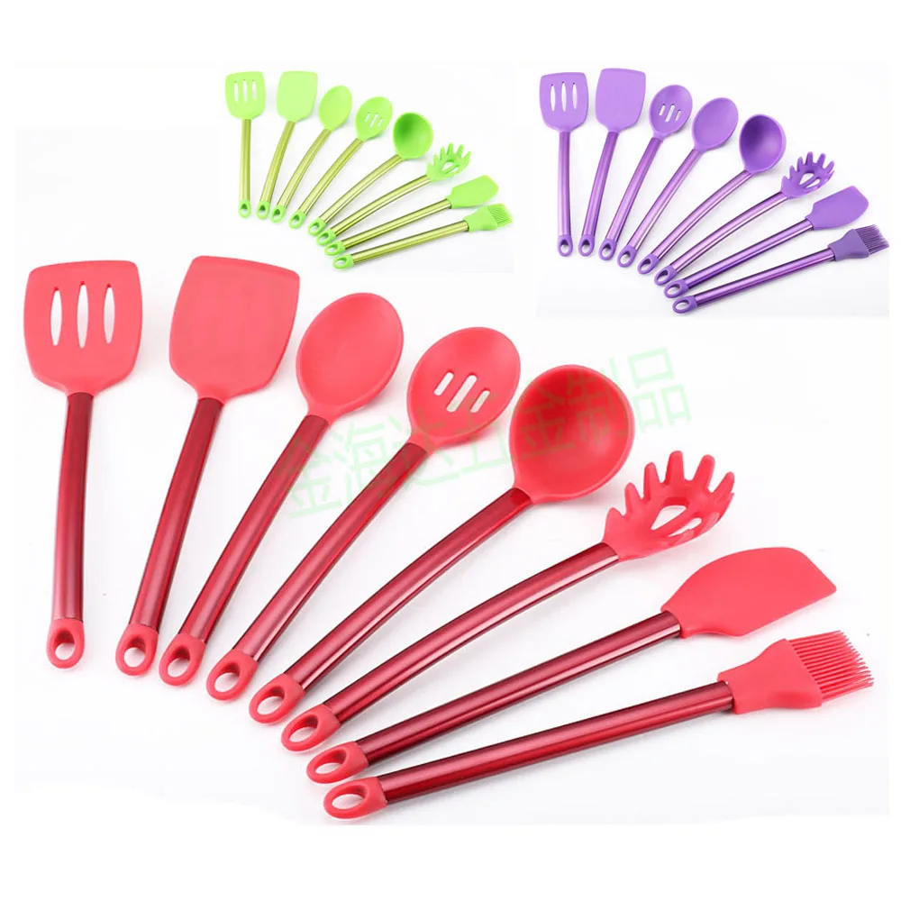 

Kitchen Set 8-Piece Nonstick Silicone Wooden Spatula Kitchen Utensils Set Cooking Tools Set Wooden Utensil Cookware Kitchenware