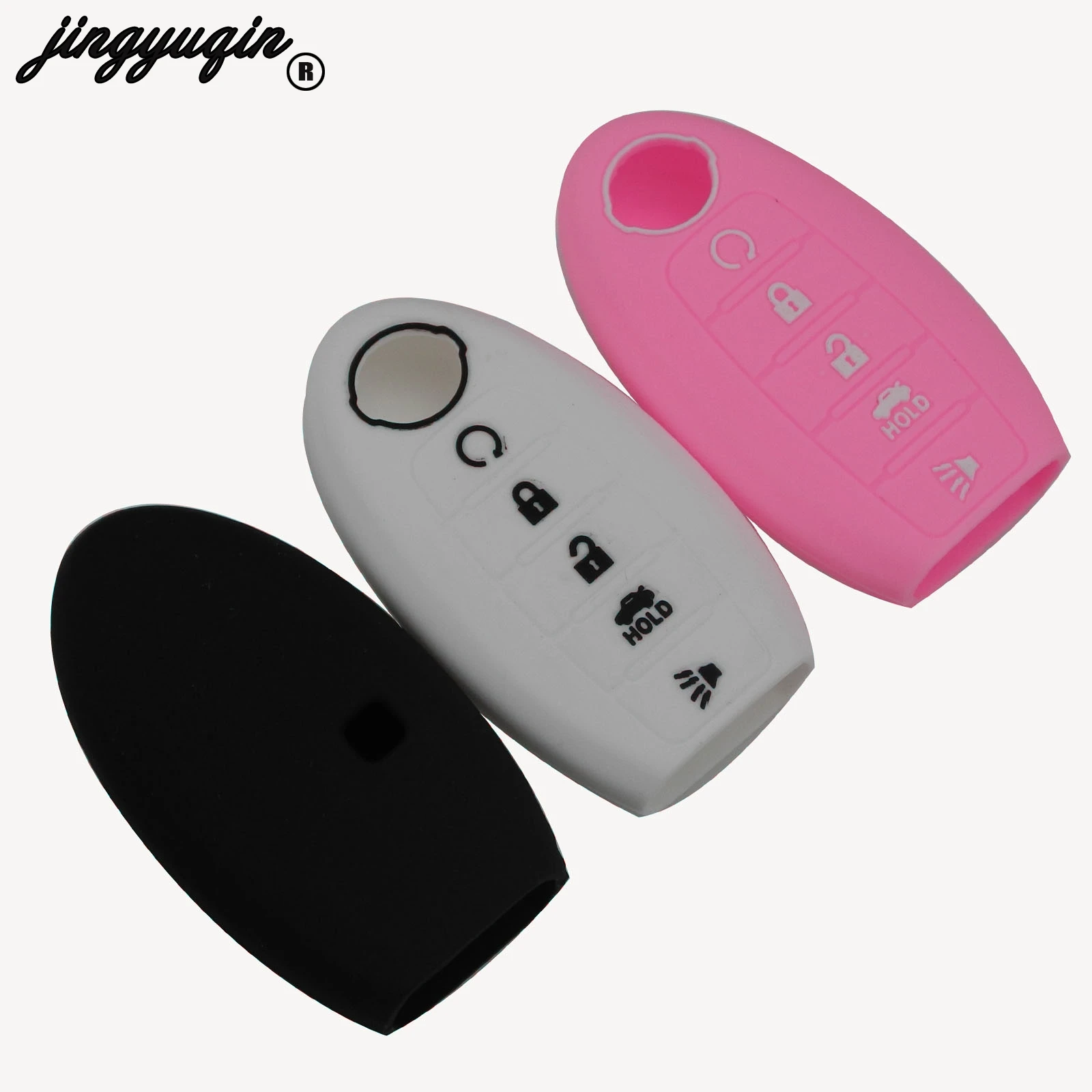 

jingyuqin 5 Button Silicone Car Key Case Smart Keyless Remote Cover For Nissan Altima Maxima Infiniti EX FX G37 Q60 QX50 QX70