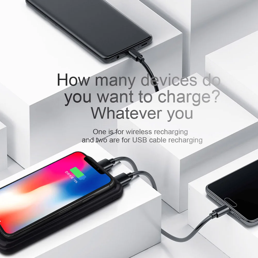 Беспроводное зарядное устройство FDGAO QI power Bank 20000 мАч для iPhone X 8 samsung S10 S9 Xiaomi батарея USB зарядка быстрая Беспроводная зарядная панель