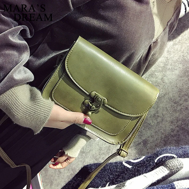 Mara's Dream 2019 Vintage PU Leather Women Bag Fashion Lock Small Women Messenger Bag Single Strap Shoulder Bag Crossbody Bags