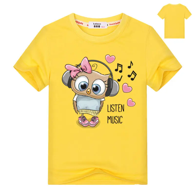 Girls Short Sleeve Graphic Print Tee Shirt Tops Kids Cute Funny Bird