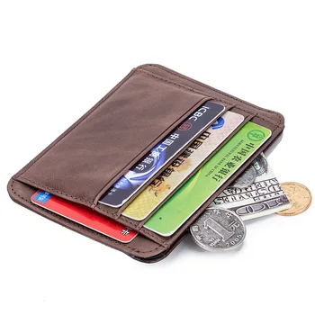 

Oil Wax Leather Men Card Holder Wallet Fashion Women Credit Card Holder Cover Bank Card Package Coin Bag Business Mini Purse J50