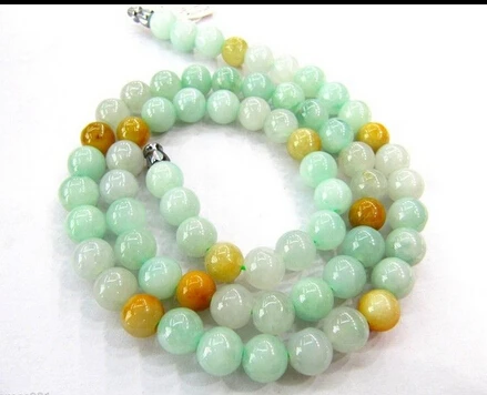 

FREE SHIPPING>>>@ NO1422 Charming Rare A Grade 100% Natural Rainbow Jade/Jadeite Lucky Beads Necklace