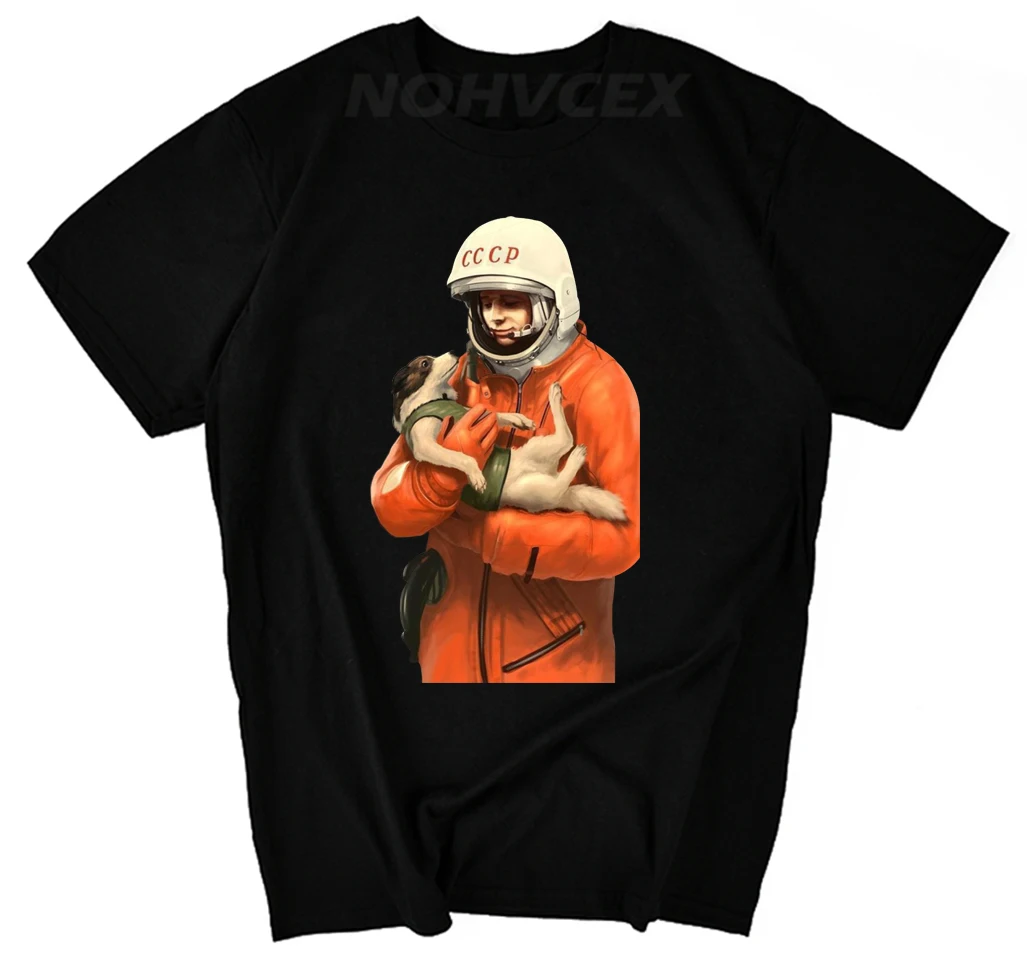 

YURI GAGARIN laika CCCP T Shirts Men USSR Soviet Union Man Printed gosha t-shirt Moscow Russia Mens Tees Cotton Ringer Tops