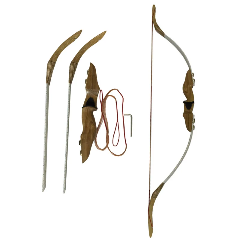 1pc Archery Traditional Bow Draw Weight 35lbs Recurve Longbow Takedown With Decorative Pattern