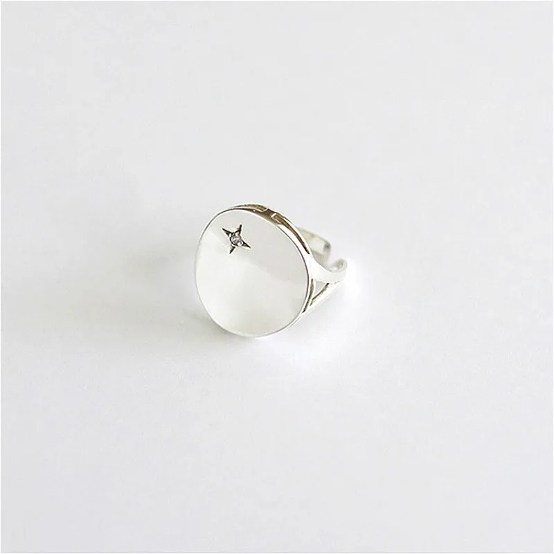 

Fengxiaoling 100% 925 Sterling Silver Simple Round Mosaic Cubic Zirconia Open Rings For Women Smooth Rings Jewelry