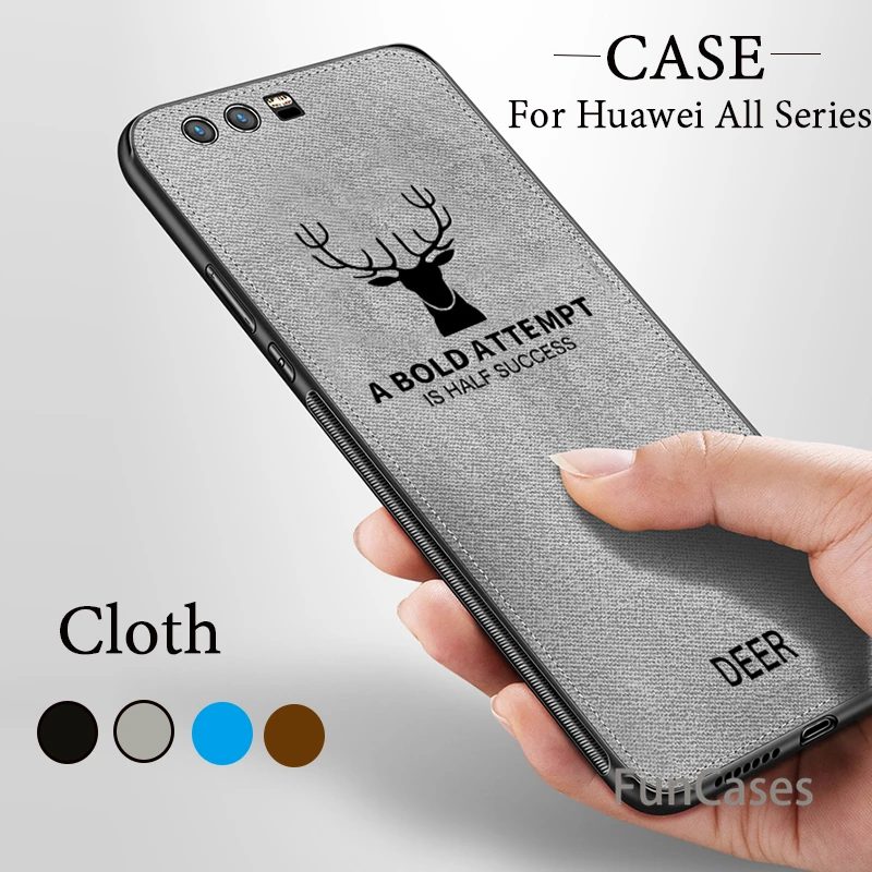 

Cloth Embossed Deer case for huawei mate 20 lite p20 pro P Smart y9 2018 honor note 10 v10 play 9i 9 8x 8 7x Nova 3i 3 2s Cover