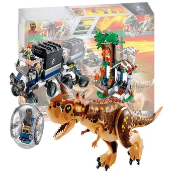 

648Pcs Jurassic World Park 2 Carnotaurus Gyrosphere Escape Dinosaur Dragon Truck Figures Fit 75929 Building Blocks Toys Kid Gift