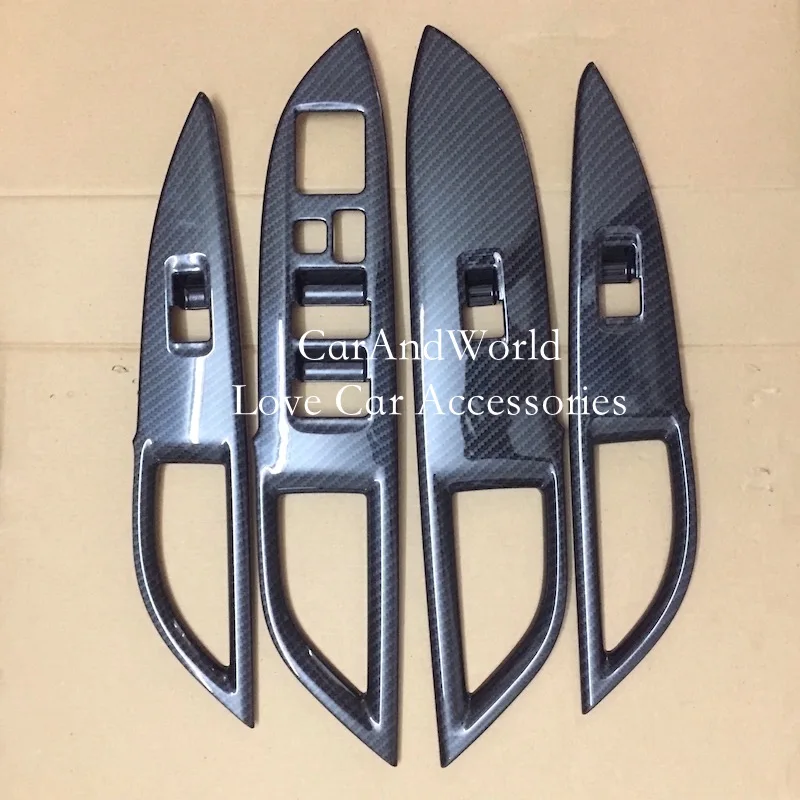 

Door Armrest Window Switch Button Cover Panel Trim Sticker For 2013-2019 Mitsubishi Outlander Carbon Fibre Car-styling Accessory