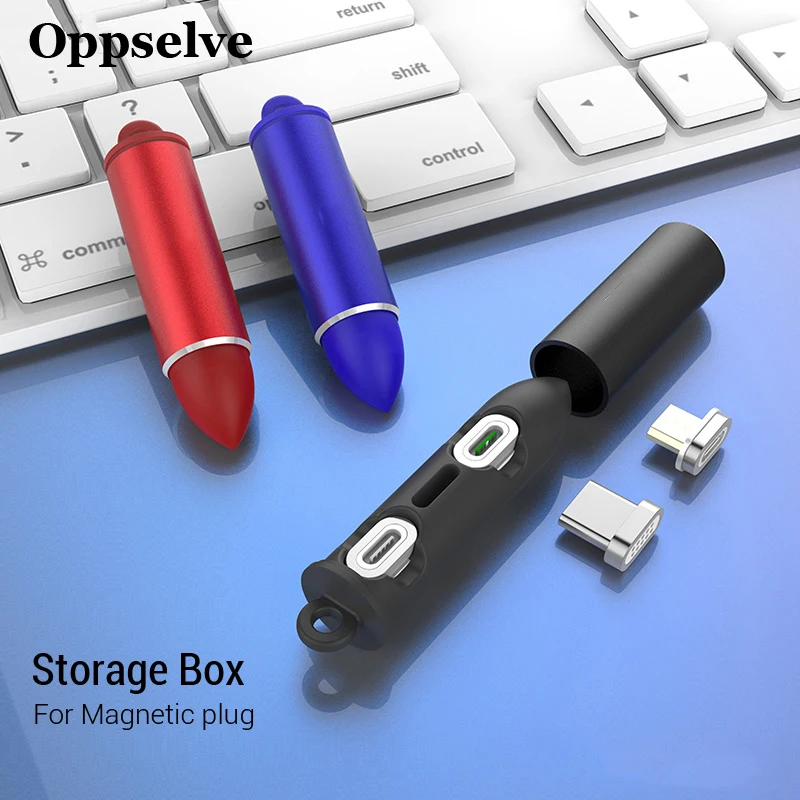 Oppselve Магнитный штепсельный ящик портативный контейнер для хранения для iPhone type C Micro USB C магнит зарядное устройство Шнур вилки коробка для хранения сумка