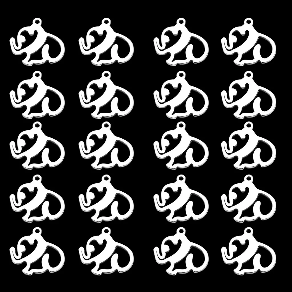20-Pack Stainless Steel Pendants Elephant Shapes Charms for DIY Jewelry Making Necklaces Bracelets Earrings Accessories