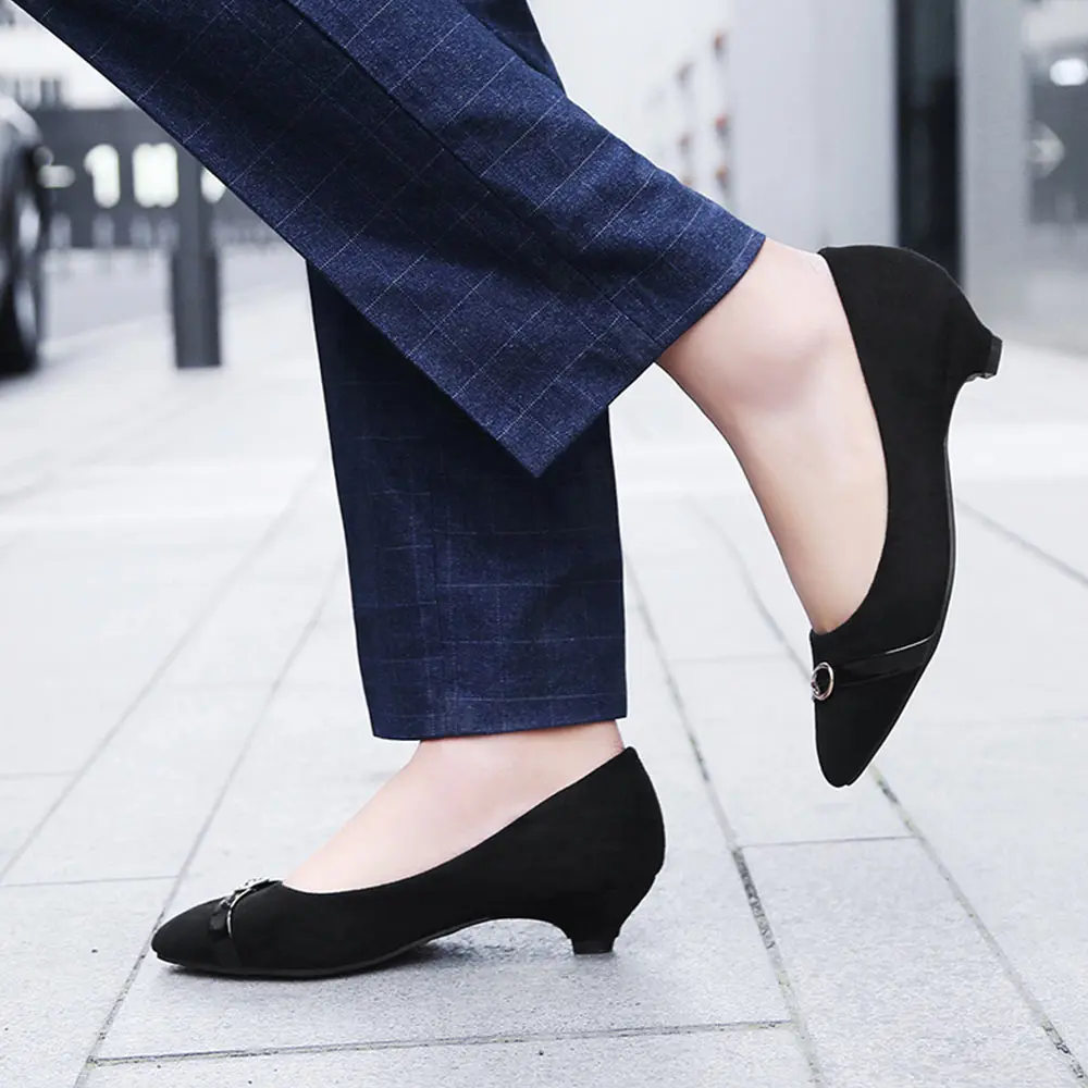 Lasyarrow/черные женские офисные туфли на каблуке с закрытым носком; элегантные женские свадебные туфли на низком каблуке; женская обувь; chaussures femme; J598 - Цвет: Черный