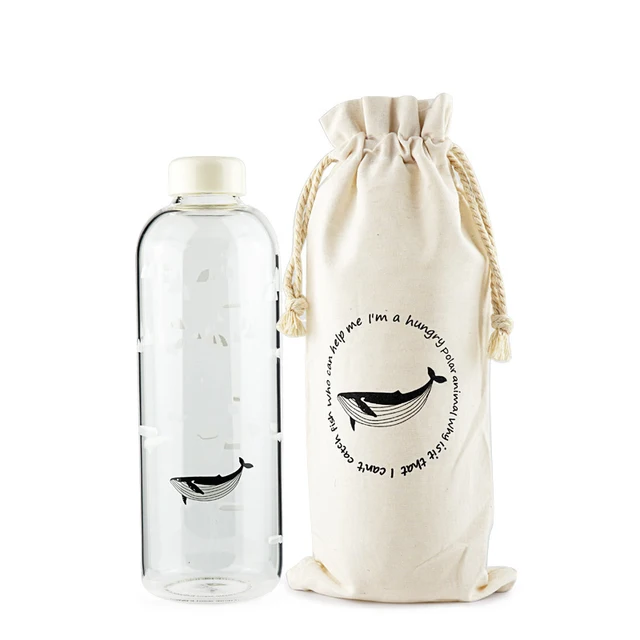 1000ml Ocean series Seal Whale Seal Glass Water Bottle with Sleeve Creative Sport Bottles Camping Bottle Tour Drinkware 6