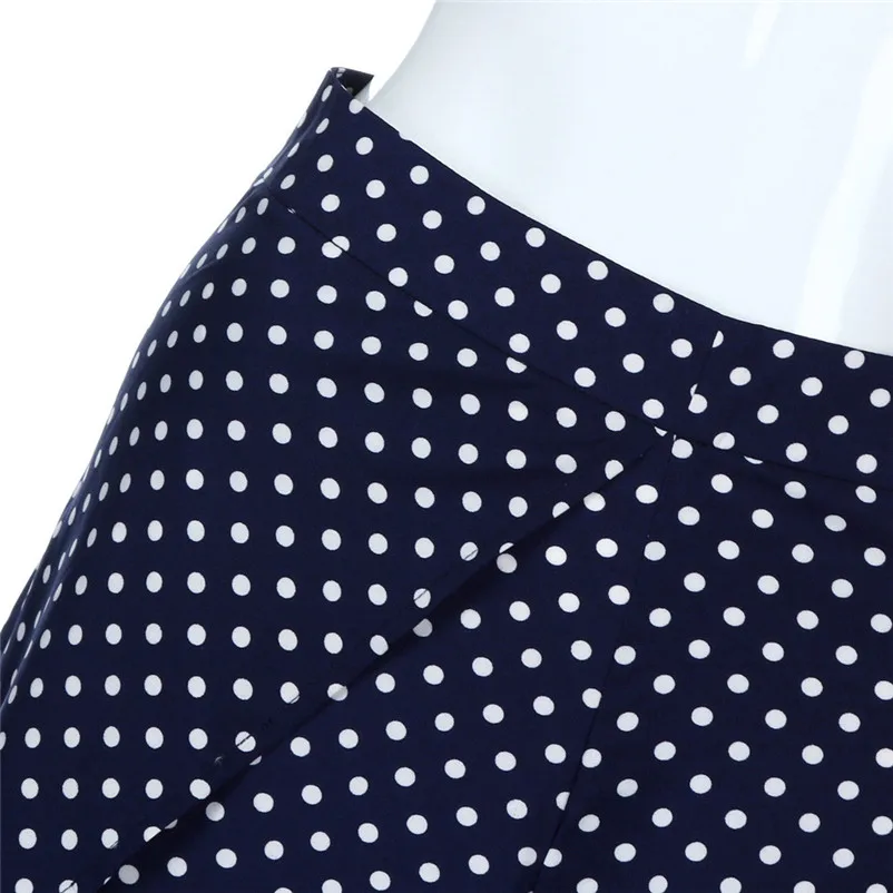 New Fashion 2018 Summer style skirts womens casual High Waist Plus Size Dot Waist Slit Long Skirt Sexy Uniform Femme Saia Y04#N (8)