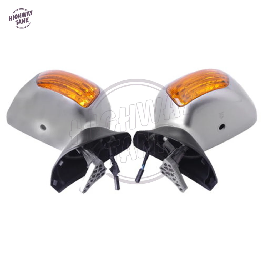 

Silver Motorcycle Rear View Mirrors Turn Signal Light Case for Honda Goldwing GL1800 2001-2011