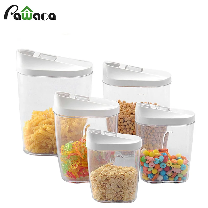 

5 pcs Food Storage Bottles Dry Food Storage Containers Assorted Sizes & Slide-Back Lids Cereals Jars Bottle Tea Box