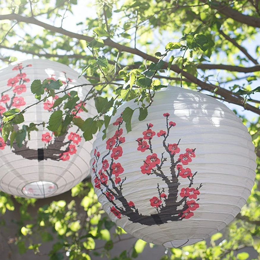 16inch 40cm chinese japanese round white paper lanterns flower balls for wedding party home garden decoration supplies 1pcs only japanese paper flower ball