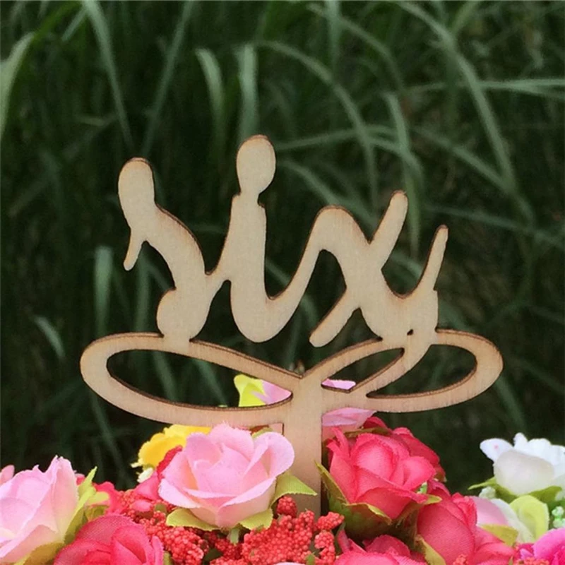 2018 New Wooden Wedding Table Flower Seat Card Cake Topper Decoration For Baby Birthday  Easy operation Lightweigh Hot C0404#0 04