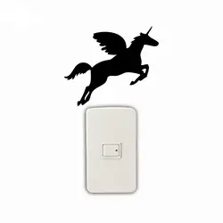 MA-42 Pegasus Единорог переключатель наклейки мультфильм лошадь силуэт виниловые наклейки на стену s для домашних обоев