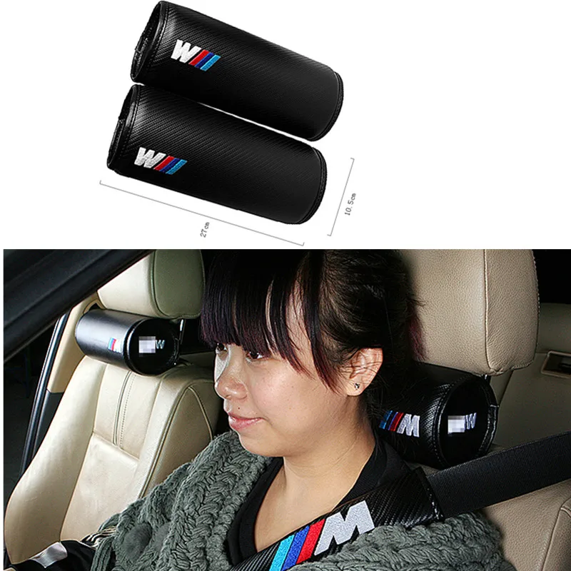Car Styling For BMW M Power ///M Leather Seat Headrest Head Rest Neck