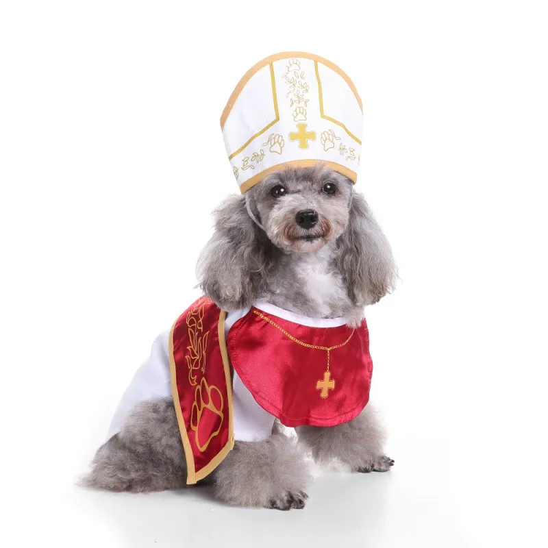 

Godfather Cos Costumes Set White Shirt Red Robe With Hat Funny For Wedding Party Holiday Dog Sets