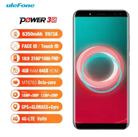 Смартфон Ulefone Power 3S экран Full HD + 6 0 дюйма 18:9 процессор MTK6763 8-ядерный Android 7 1 ОЗУ 4 Гб