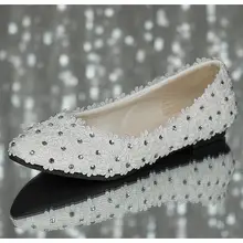 Женские туфли на плоской подошве; женские свадебные туфли ручной работы на плоской подошве с кружевом; большие размеры; вечерние платье для выпускного вечера на плоской подошве