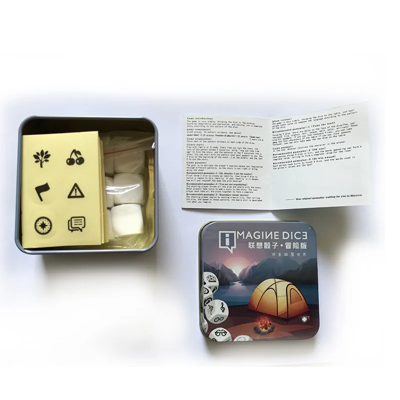Telling Story Dice Puzzle Board Game Story Metal Boxes Family/Party/Friends Parents with Children Funny Imagine DIY Game Telling Story Dice Puzzle Board Game Story Metal Boxes Family/Party/Friends Parents with Children Funny Imagine DIY Game