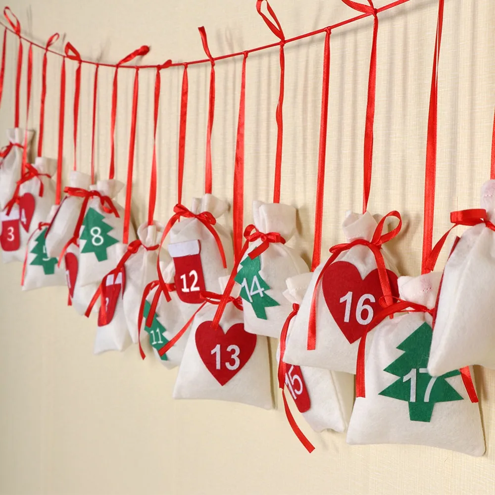 24 Days Advent Calendar Garland Sacks Holiday Decorations OurWarm Felt Christmas Countdown 2018 24 Days Advent Calendar Garland Sacks Holiday Decorations OurWarm Felt Christmas Countdown 2018