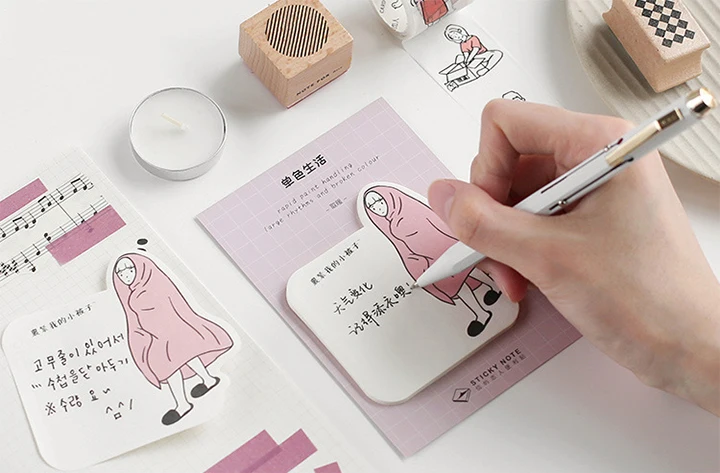 Kawaii милая девушка монохромный жизни Sticky Note студент стикер сообщений маркер Скрапбукинг блокнот канцелярские 1 шт