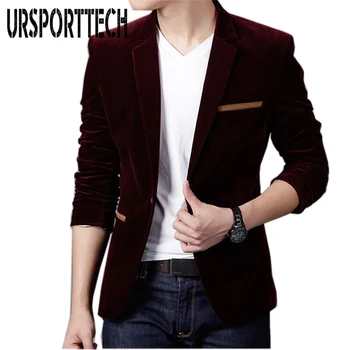 

2019 mens blazer brand clothing casual suit Slim Jacket Single Button corduroy blazer men dress suits Terno Masculino plus size