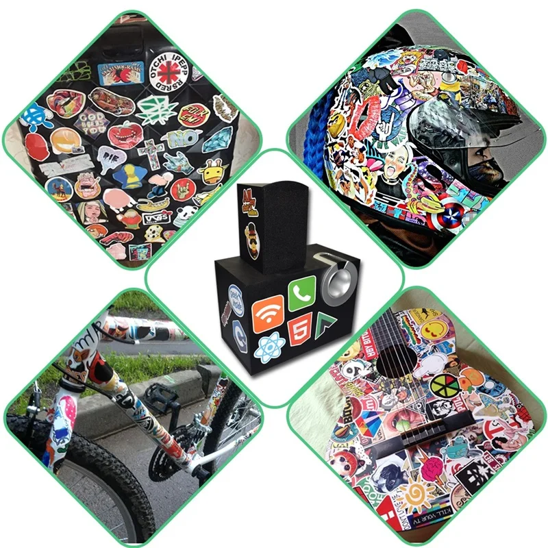 50 шт. металлический черный и белый Панк-рок музыка наклейка в стиле граффити водонепроницаемый багаж гитара скейтборд автомобиль ПВХ наклейки игрушки