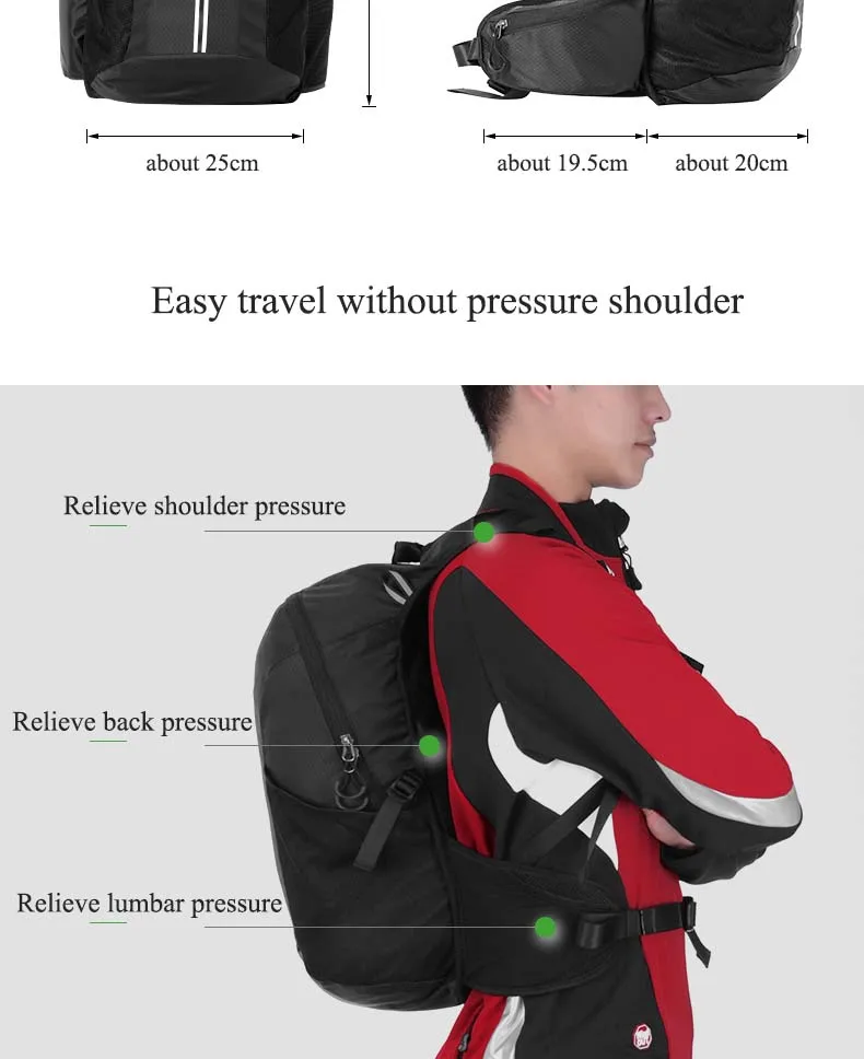 Cheap Rockbros Outdoor Sports Bicycle Backpack Ultralight Cycling Shoulders Storage Pack Climbing Travel Rucksack Nylon Bike Bag 4