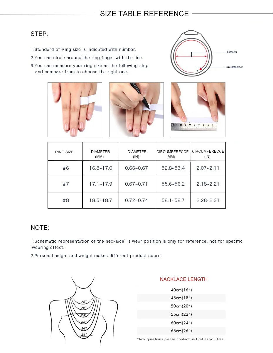 size table reference