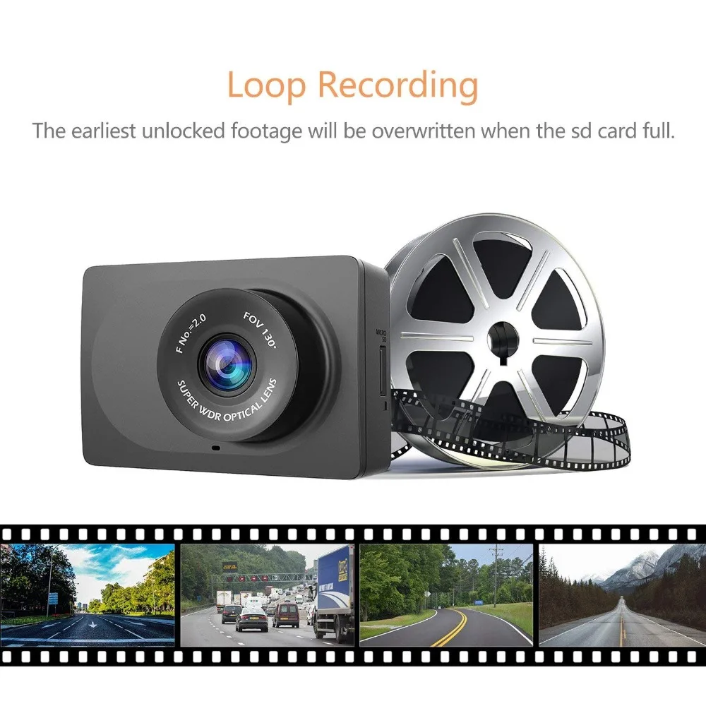  YI Compact Dash Camera 1080p Full HD Car Dashboard Camera with 2.7 inch LCD Screen 130 WDR Lens G-S