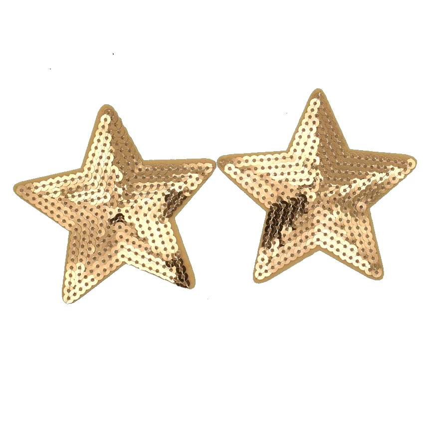 

2Pcs Gold Star Heart Embroidered Patch Iron On Patches Sewing Applique Badge Clothes Patches Stickers Apparel Craft Accessories