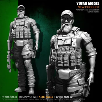 

Miniature 1/35 American Seal Assault Team Seniar Marine Soldier Resin Model Figure Kit YFWW-1825-35