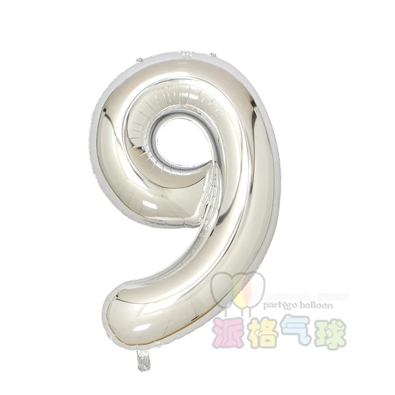 40 дюймов золотые серебряные маленькие тонкие цифры фольга Воздушные шары на день рождения вечерние цифровые фигурки 0-9 гелиевые шары декоративные воздушные шары детские игрушки - Цвет: 9