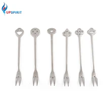 Upspirit 6Pcs Stainless Steel Kitchenware Fruit Forks Heart Clover Shaped Salad Snacks Cake Dessert Flatware Kitchen Supplies
