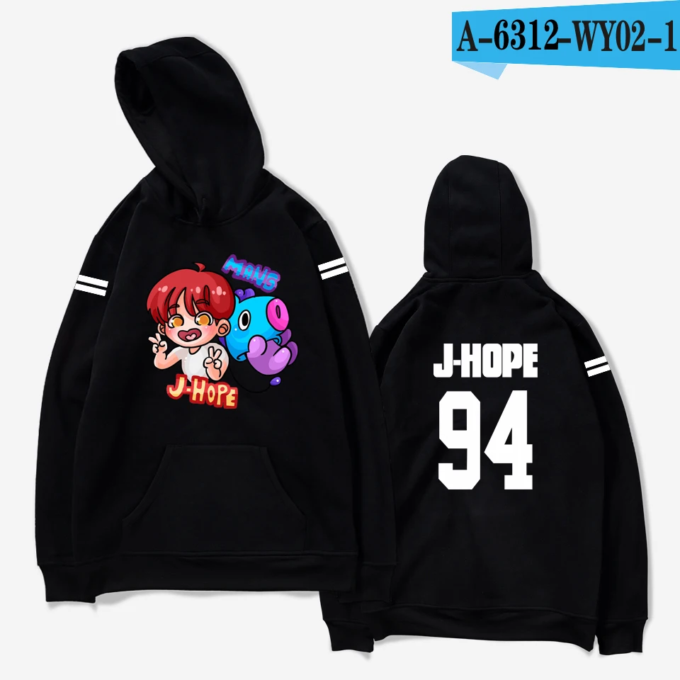 aikooki hoodies women Bangtan Boys Kpop idol Hoodies Sweatshirts Autumn Streetwear Fans Hoodies Cap Casual Clothes Plus Size - Цвет: black