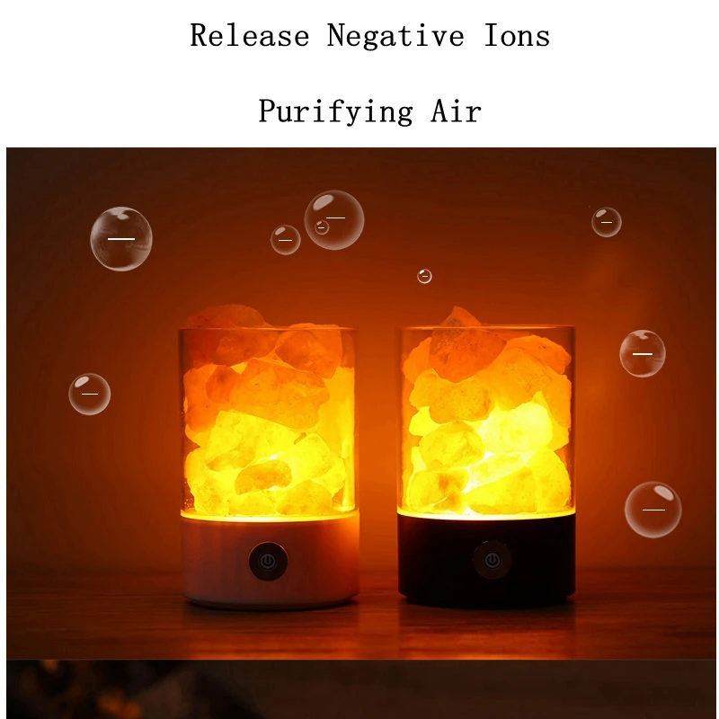 Himalayan Salt Lamp USB Crystal Rock Lamp LED Salt Light Bulb Clean Air