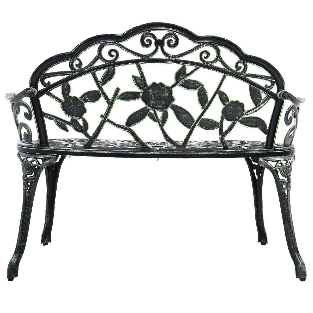 Giantex Patio Garden Bench Chair Vintage Style Porch Cast Aluminum Giantex Patio Garden Bench Chair Vintage Style Porch Cast Aluminum Outdoor Furniture Back Rose Antique Green Yard Op2780 In Benches From