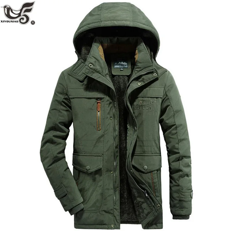 

XIYOUNIAO winter parka men`s Middle age Plus thick warm coat jacket outwear men windbreak casual Detachable hooded size 5XL 6XL