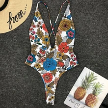 Kakaforsa сексуальный цветочный Цельный купальник с v-образным вырезом, женский купальник с цветочным принтом, купальник с открытой спиной, купальник, бразильское бикини