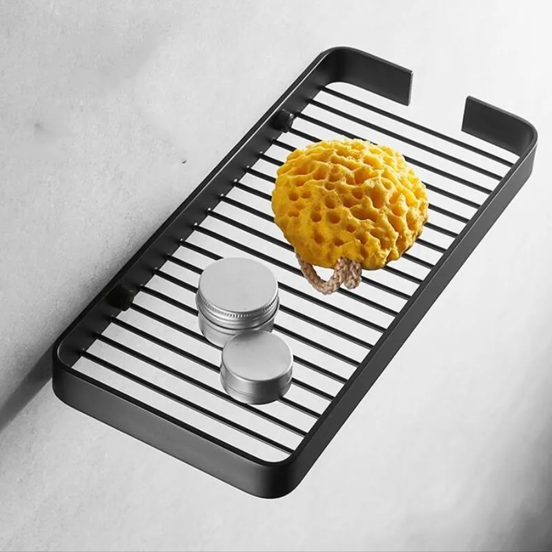 Wall Mounted Square Glass shelf Bathroom Shampoo Holder Soap Basket