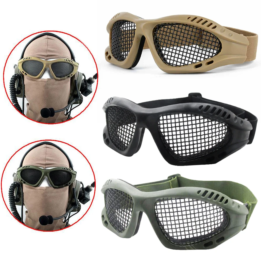 Paintball Eye Protective Comfortable Airsoft Net Safety Tactical Glasses Goggles Steel Wire Mesh Big Goggles Hiking Eyewear