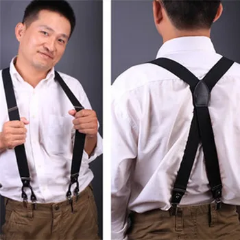 

2018 New Fashion Leather 6 Clips Suspender Male Vintage Casual Suspenders Commercial Western-style Trousers Man's Braces Strap