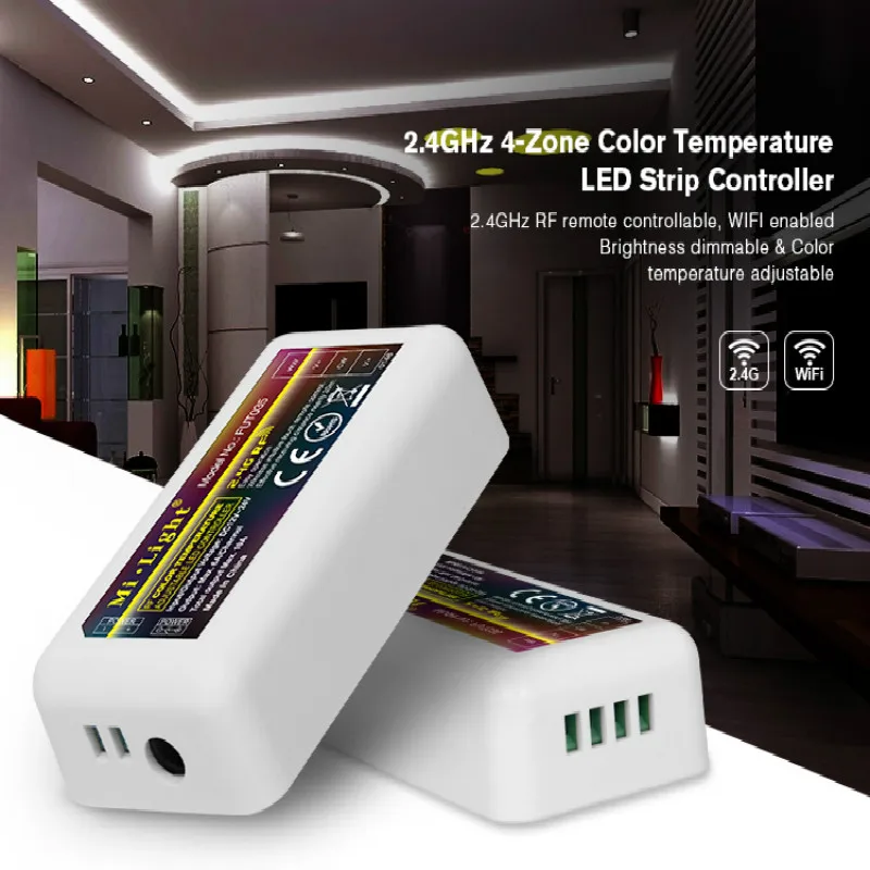 

Mi Light 2.4G RF Wireless 4 Zone Color Temperature Adjustable CCT dimming Controller Dimmer for WW/CW Dual White LED Lamp Strip